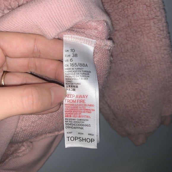 Topshop Ladies Sweatshirt Style Top 6 Pink Teddy Bear Style Quarter Zip - Picture 9 of 9